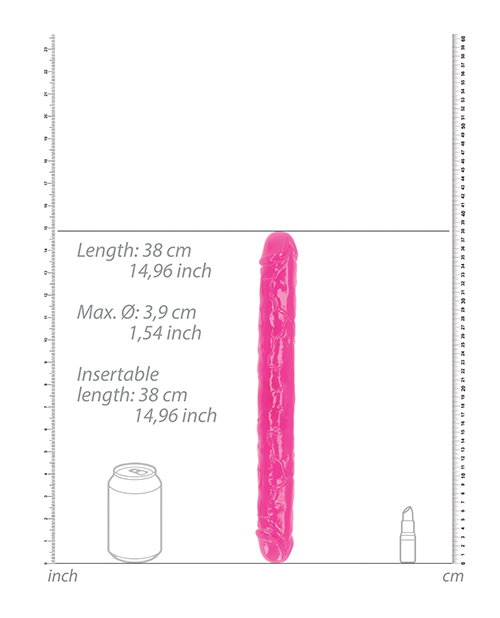 Shop Shots RealRock 15" Double Dong Glow in the Dark - Neon Pink