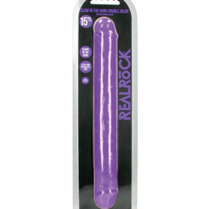 Shop Shots RealRock 15" Double Dong Glow in the Dark - Neon Purple online