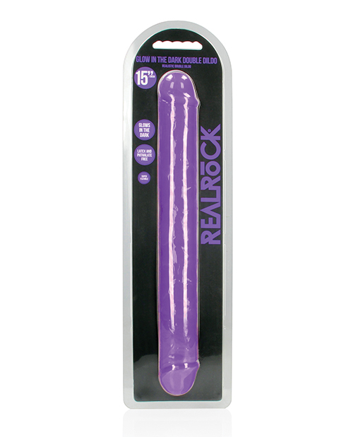 Shop Shots RealRock 15" Double Dong Glow in the Dark - Neon Purple online