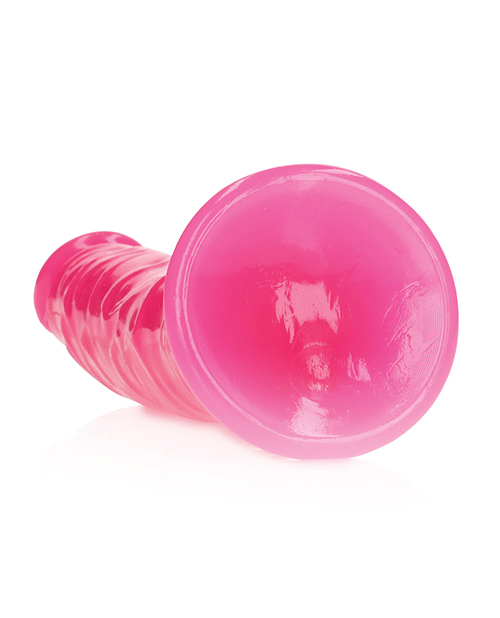 Shop Shots RealRock 7" Slim Dildo Glow in the Dark - Neon Pink