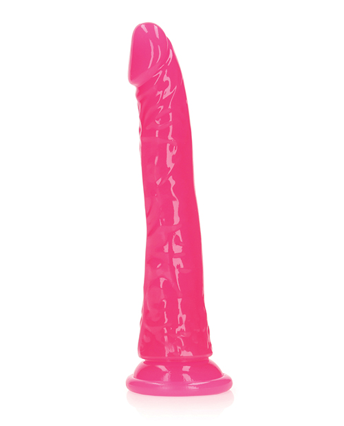 Order Shots RealRock 8" Slim Dildo Glow in the Dark - Neon Pink online