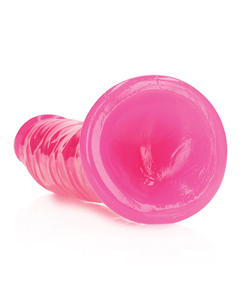 Shop Shots RealRock 8" Slim Dildo Glow in the Dark - Neon Pink