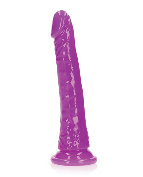 Order Shots RealRock 8" Slim Dildo Glow in the Dark - Neon Purple online