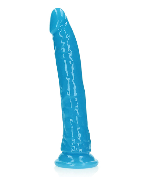 Order Shots RealRock 9" Slim Dildo Glow in the Dark - Neon Blue online