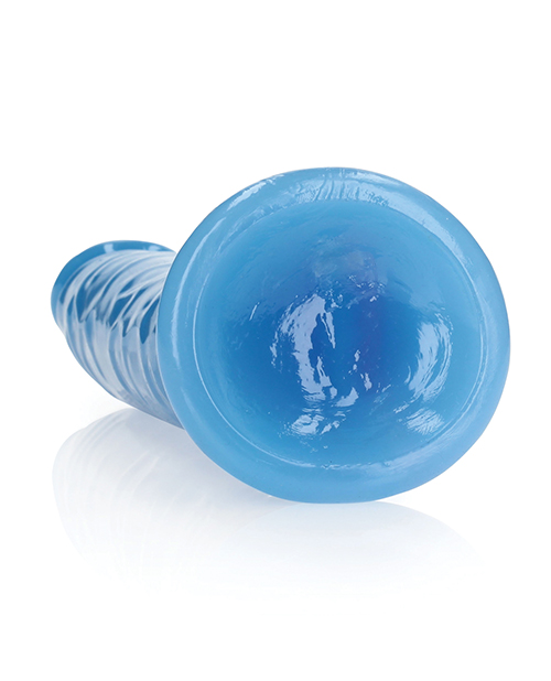 Buy RealRock Shots RealRock 9" Slim Dildo Glow in the Dark - Neon Blue