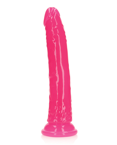 Order Shots RealRock 9" Slim Dildo Glow in the Dark - Neon Pink online