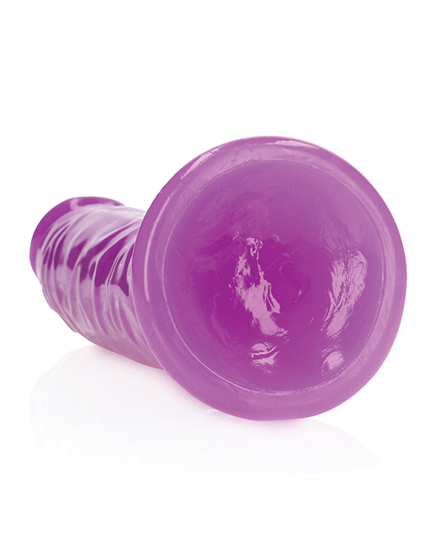 Shop Shots RealRock 9" Slim Dildo Glow in the Dark - Neon Purple