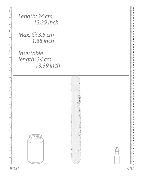 Shop Shots RealRock Crystal Clear 13" Double Dildo - Transparent