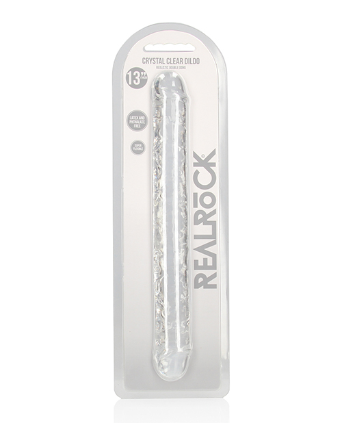 Shop Shots RealRock Crystal Clear 13" Double Dildo - Transparent online