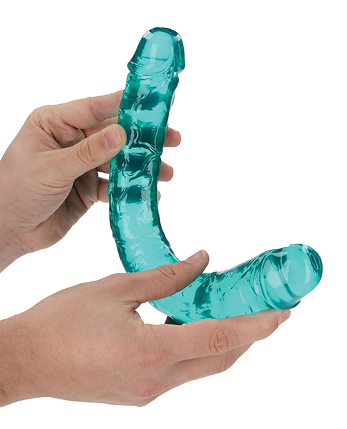 Shots RealRock Crystal Clear 13" Double Dildo - Turquoise for sale