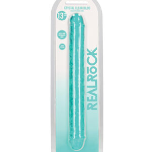 Shop Shots RealRock Crystal Clear 13" Double Dildo - Turquoise online