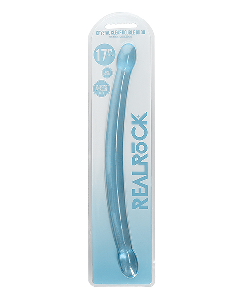Shop Shots RealRock Crystal Clear 17" Double Dildo - Blue online
