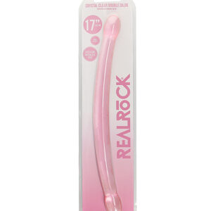 Shop Shots RealRock Crystal Clear 17" Double Dildo - Pink online