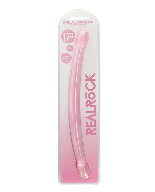 Shop Shots RealRock Crystal Clear 17" Double Dildo - Pink online