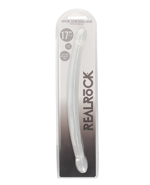 Shop Shots RealRock Crystal Clear 17" Double Dildo - Transparent online