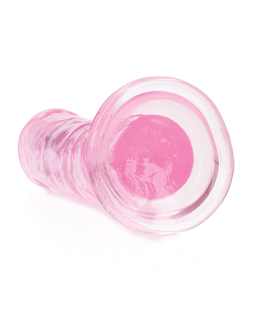 Shop Shots RealRock Crystal Clear 6" Straight Dildo w/Suction Cup - Pink