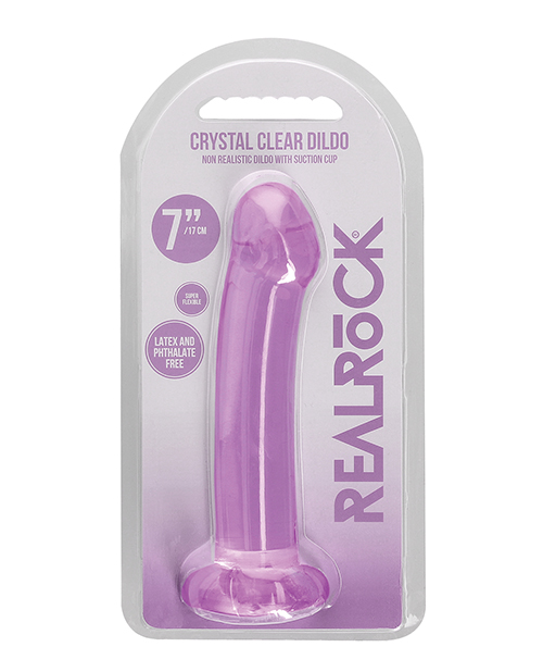 Shop Shots RealRock Crystal Clear 7" Dildo - Purple online