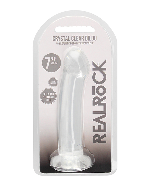 Shop Shots RealRock Crystal Clear 7" Dildo - Transparent online