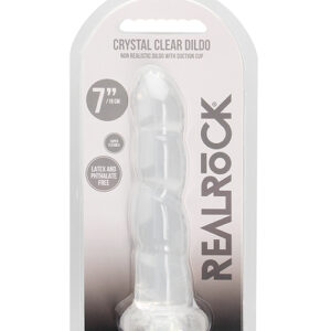 Shop Shots RealRock Crystal Clear 7" Rippled Dildo - Transparent online