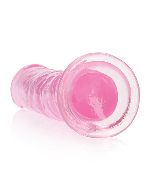 Shop Shots RealRock Crystal Clear 7" Straight Dildo w/Suction Cup - Pink