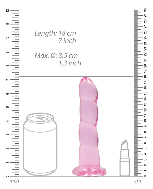 Shop Shots RealRock Crystal Clear Non Realistic 7" Dildo - Pink