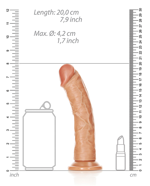 Shop Shots RealRock Realistic 7" Curved Dildo - Tan
