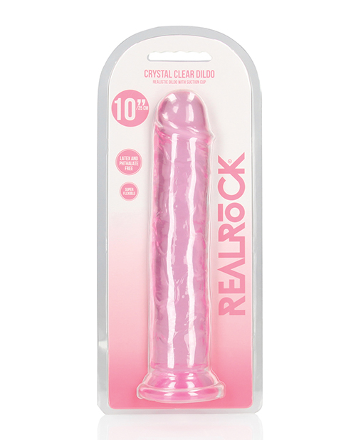 Shop Shots RealRock Realistic Crystal Clear 10" Straight Dildo - Pink online