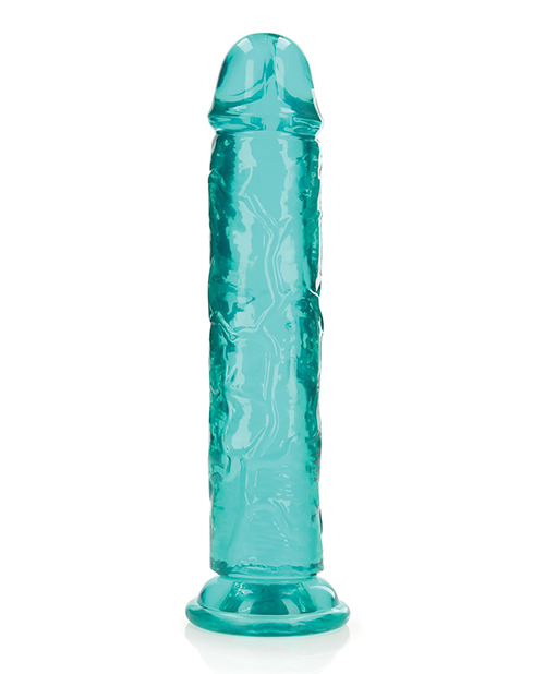 Shots RealRock Realistic Crystal Clear 10" Straight Dildo - Turquoise for sale