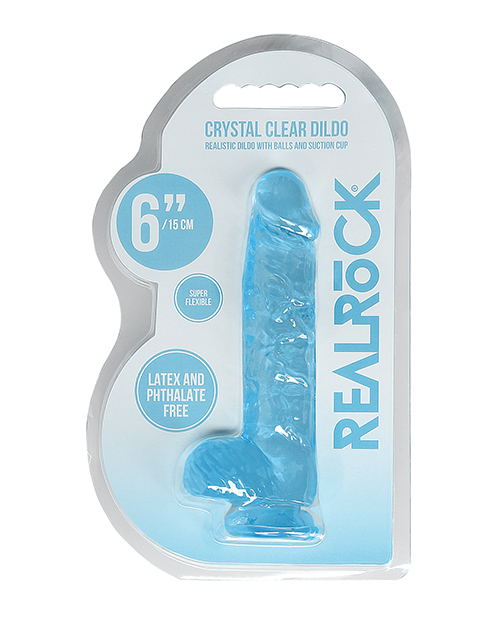Shop Shots RealRock Realistic Crystal Clear 6" Dildo w/Balls - Blue online