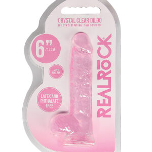Shop Shots RealRock Realistic Crystal Clear 6" Dildo w/Balls - Pink online