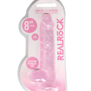 Shop Shots RealRock Realistic Crystal Clear 8" Dildo w/Balls - Pink online
