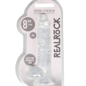 Shop Shots RealRock Realistic Crystal Clear 8" Dildo w/Balls - Transparent Clear online