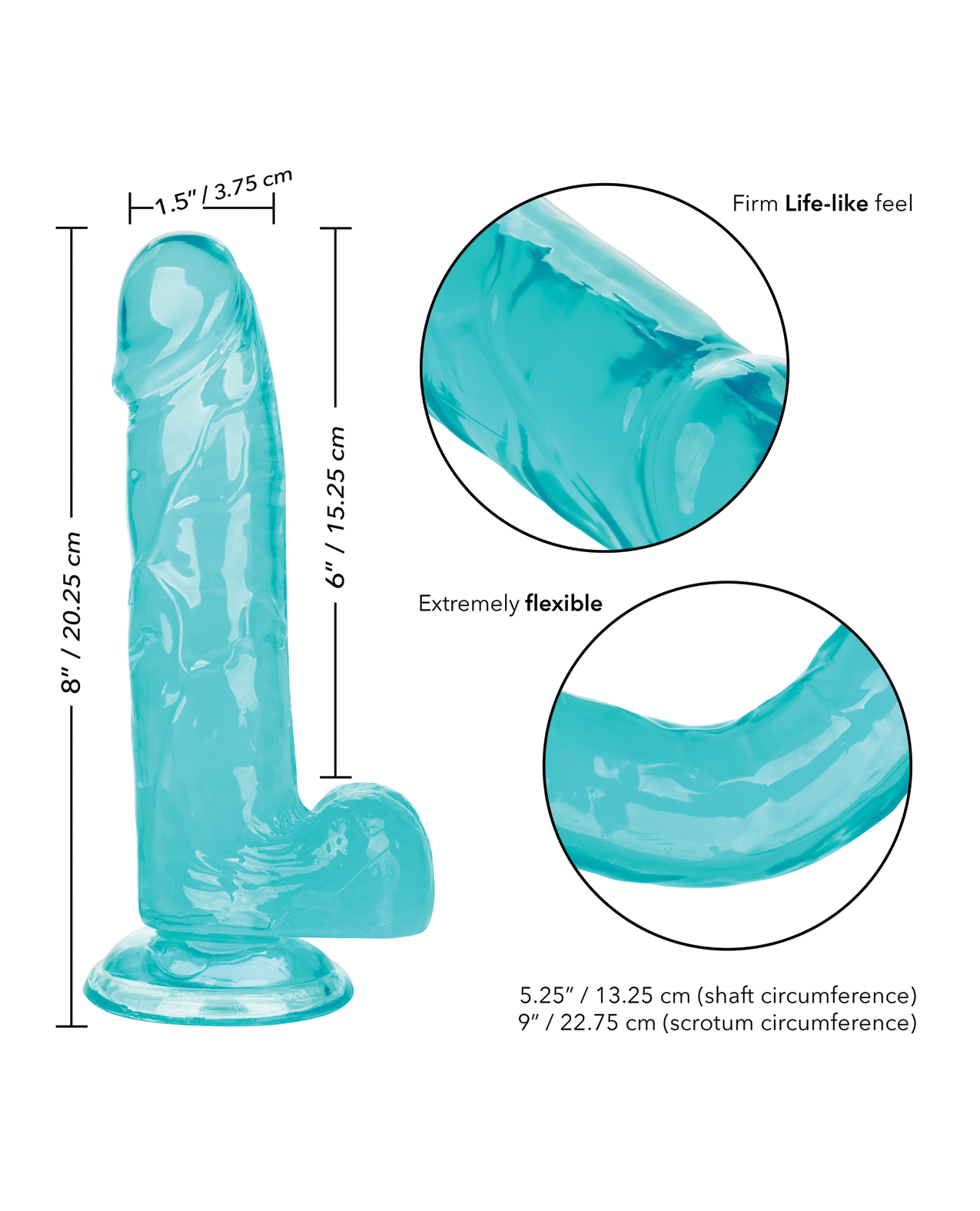 Shop Size Queen 6" Dildo - Blue