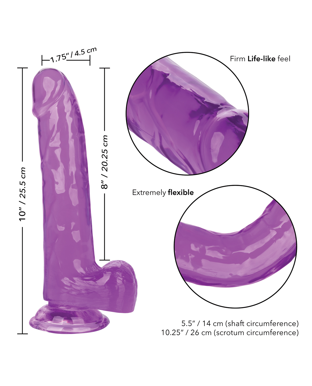 Shop Size Queen 8" Dildo - Purple