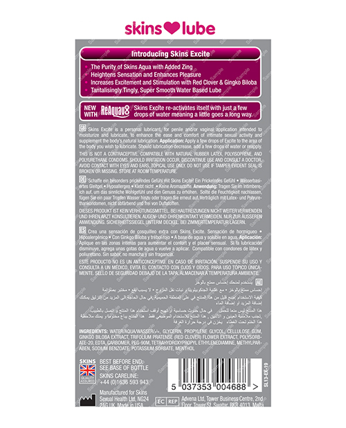 Skins Excite Water Based Lubricant - 4.4 oz for sale