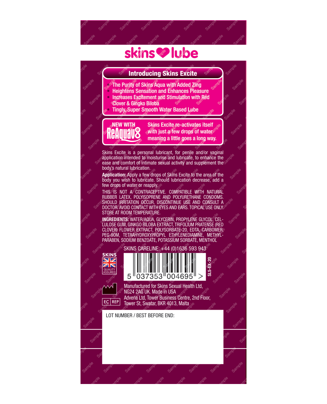 Order Skins Excite Water Based Lubricant - 5 ml Foil online
