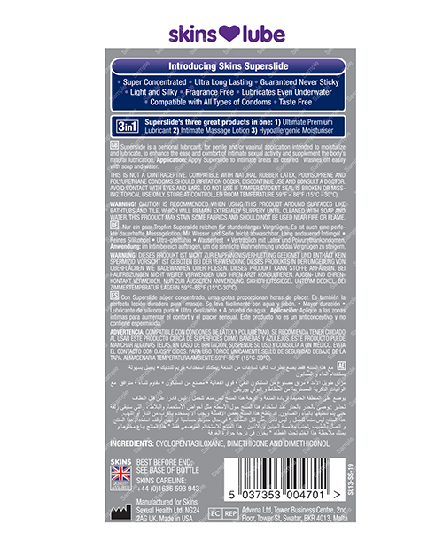 Skins Superslide Silicone Based Lubricant - 4.4 oz for sale