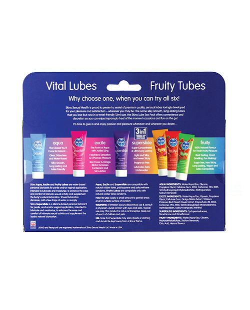 Order Skins Vital Lubes & Fruity Tubes - 12 ml Tubes Pack of 6 online