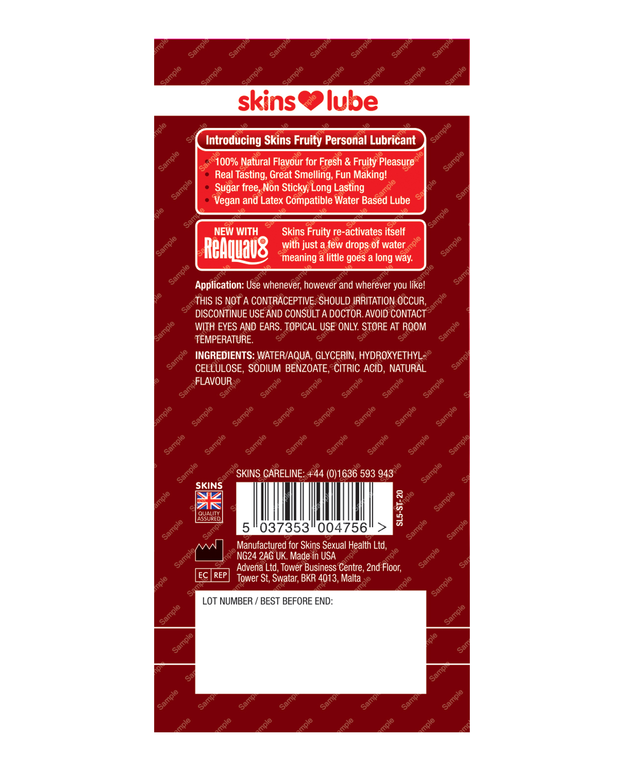 Order Skins Water Based Lubricant - 5 ml Foil Strawberry online