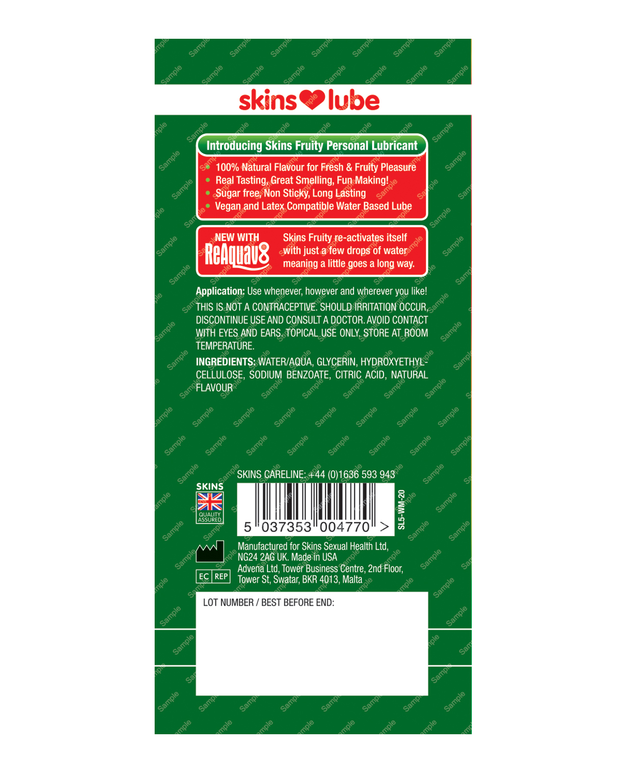 Order Skins Water Based Lubricant - 5 ml Foil Watermelon online