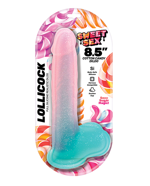 Shop Sweet Sex 8.5" Lollicock Cotton Candy Dildo - Multi Color online