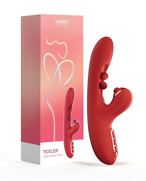 Tickler Wiggling G-Spot Vibrator & Tapping Clitoral Stimulator - Red for sale