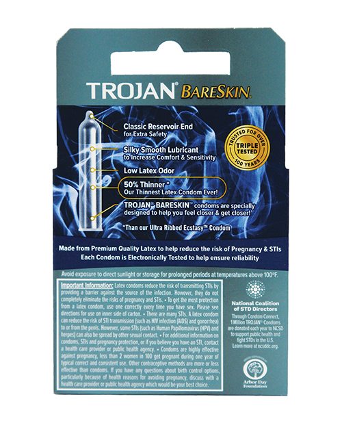 Order Trojan Bareskin Condoms - Box of 3 online