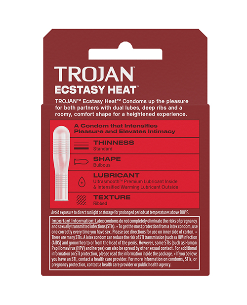 Trojan Ecstasy Heat Condoms - Box of 3 for sale