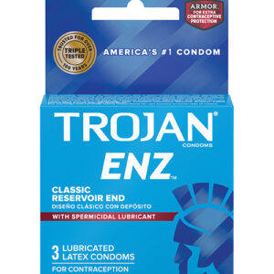 Shop Trojan Enz Spermicidal Lubricated Condoms - Box of 3 online