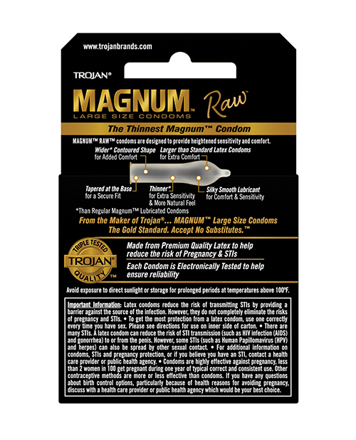 Order Trojan Magnum Raw Condoms - Pack of 3 online
