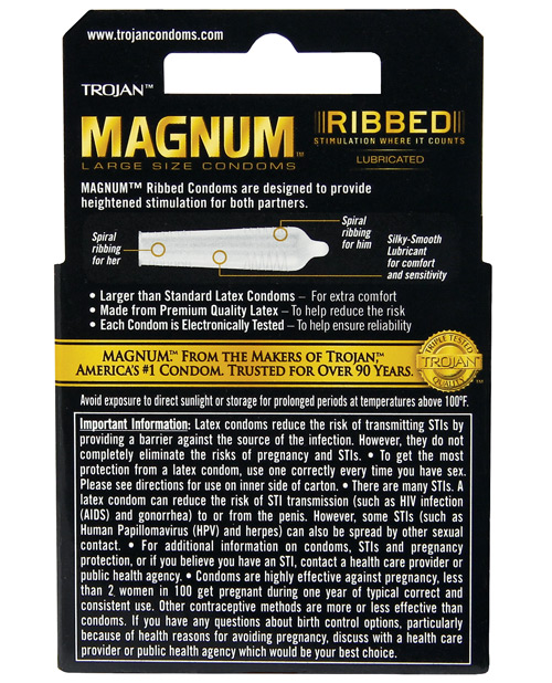 Order Trojan Magnum Ribbed Condoms - Box of 3 online