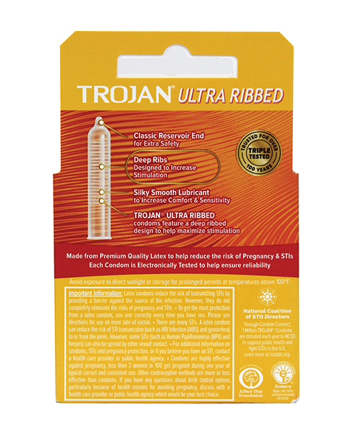 Order Trojan Ultra Ribbed Condoms - Box of 3 online