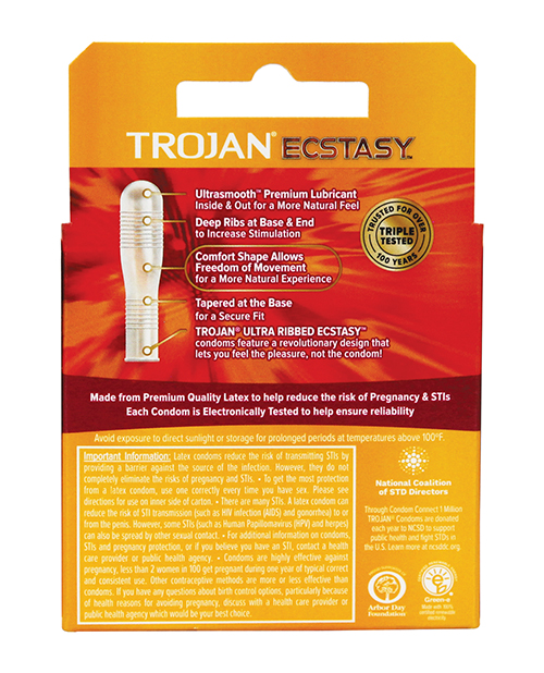 Order Trojan Ultra Ribbed Ecstasy Condoms - Box of 3 online