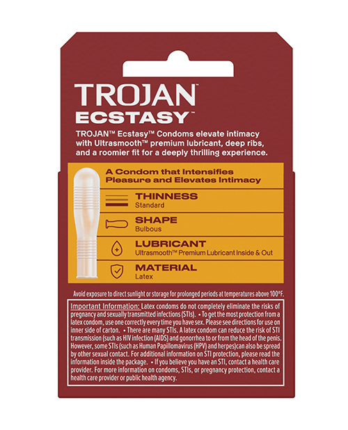 Trojan Ultra Ribbed Ecstasy Condoms - Box of 3 for sale